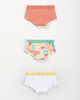 Paquete x 3 calzones tipo hipster en algodón suave para niña#color_s46-coral-coral-estampado-blanco