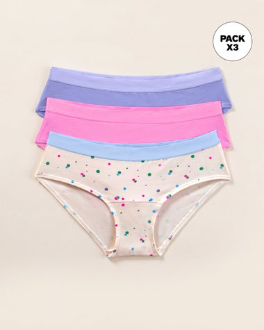Paquete x 3 calzones estilo hípster en algodón#color_s27-marfil-estampado-rosado-morado