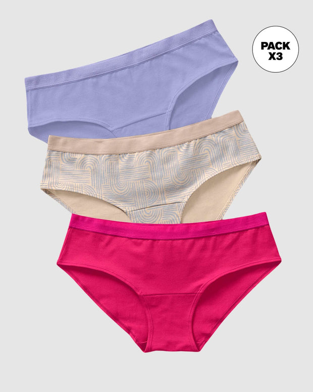 3calzones estilo hipster en algodón#color_s55-rosado-claro-estampado-fucsia-lila