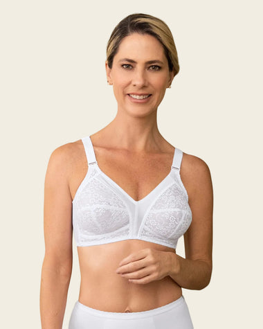 Brasier clásico de buen cubrimiento con copas completas en encaje#color_000-blanco