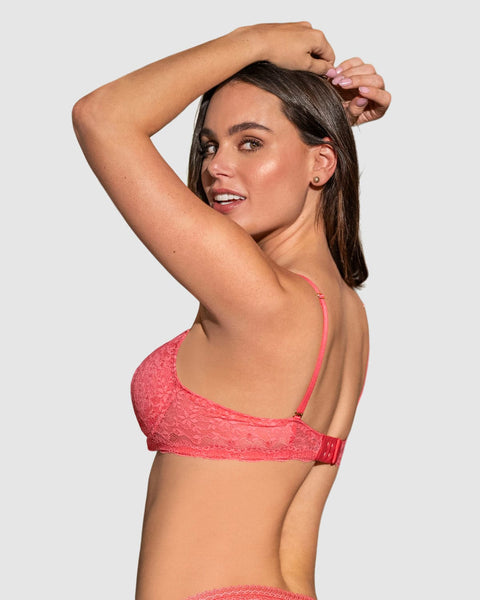 Brasier de realce suave en encaje con cargaderas multiusos#color_244-coral