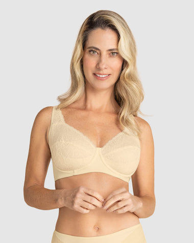 Brasier triangular con copas en encaje y espalda en tela lisa#color_111-vainilla