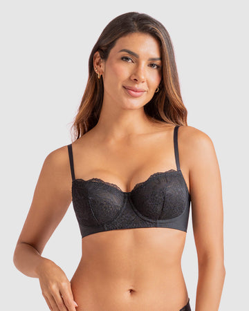 Brasier con copas en encaje y espalda en tul#color_700-negro