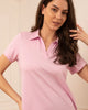 Camiseta manga corta con cuello tipo camisa. Tallas completas.#color_301-rosado