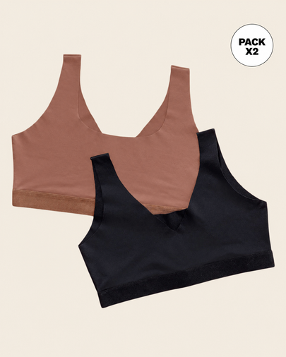 Paquete x 2 tops invisibles doble escote#color_s03-cafe-medio-negro