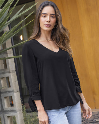 Blusa manga 3/4 para mujer#color_700-negro