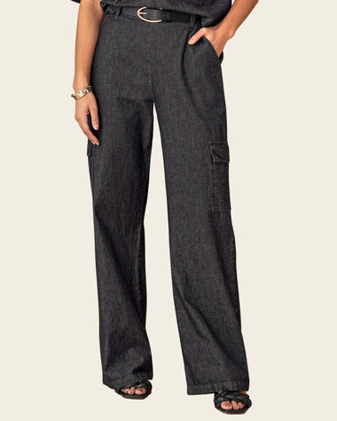 Pantalón bota ancha en índigo liviano#color_700-negro