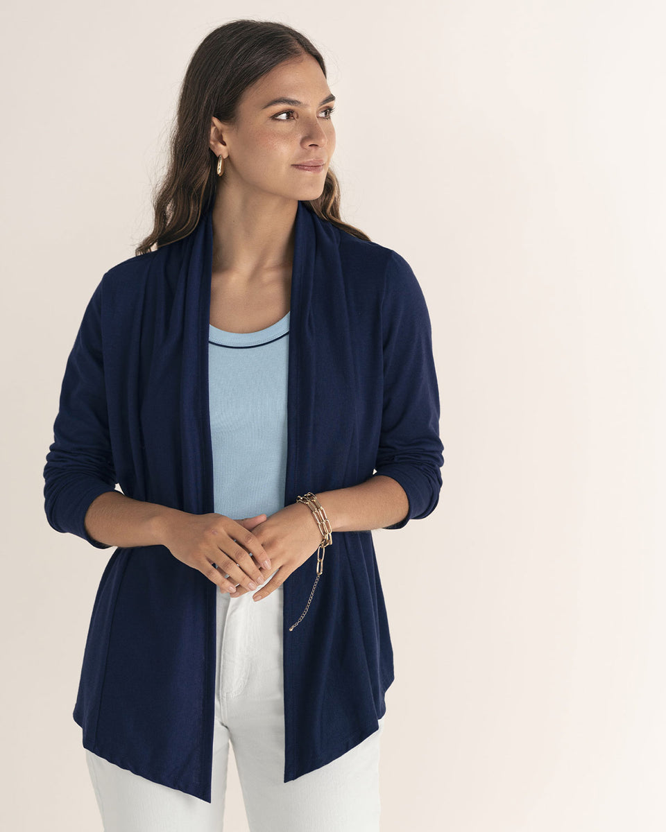 Camiseta abierta manga larga con mangas en la misma tela