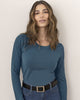 Camisa manga larga básica para mujer#color_295-azul
