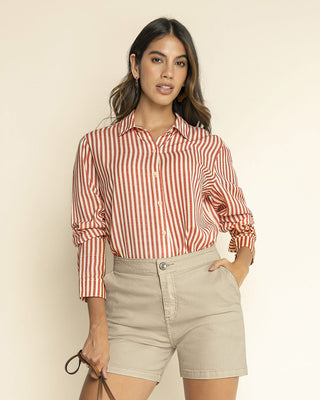Blusa manga larga con botón funcional y mangas con botón#color_001-raya-terracota