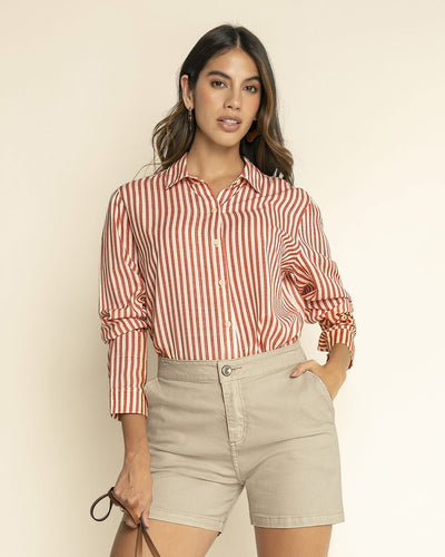 Blusa manga larga con botón funcional y mangas con botón#color_001-raya-terracota