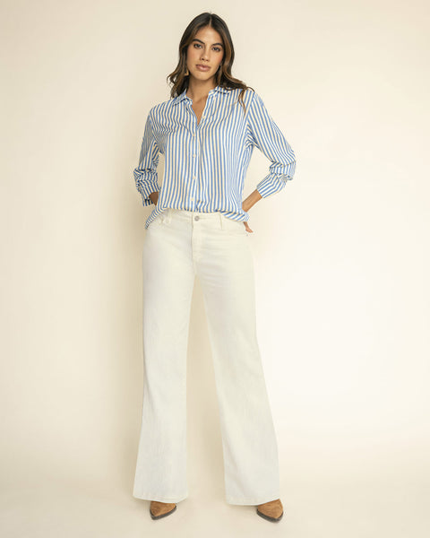 Blusa manga larga con botón funcional y mangas con botón#color_012-raya-azul