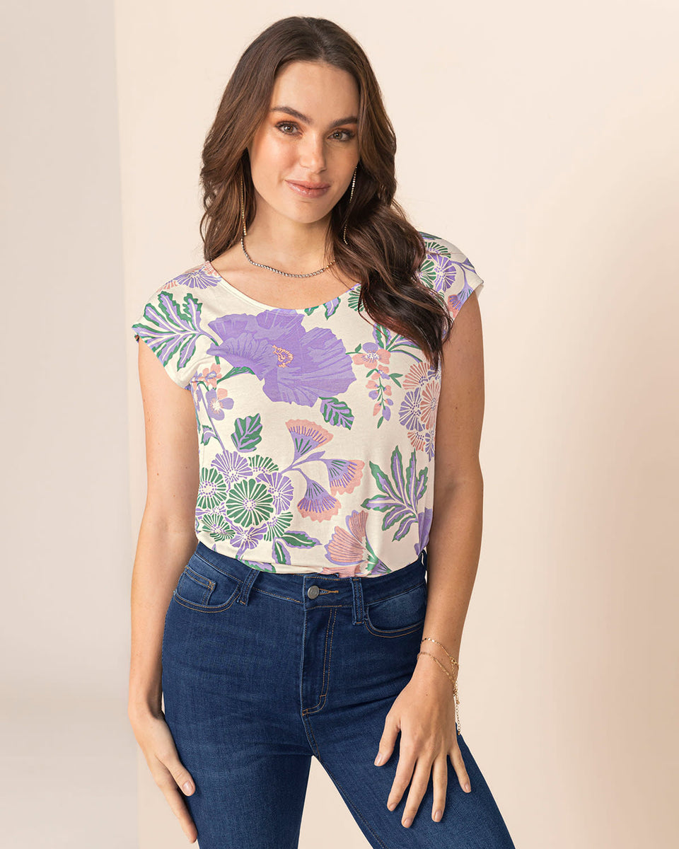 Camiseta manga corta estampada silueta semiajustada para mujer