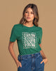 Camiseta manga corta con mensaje en el frente#color_254-verde