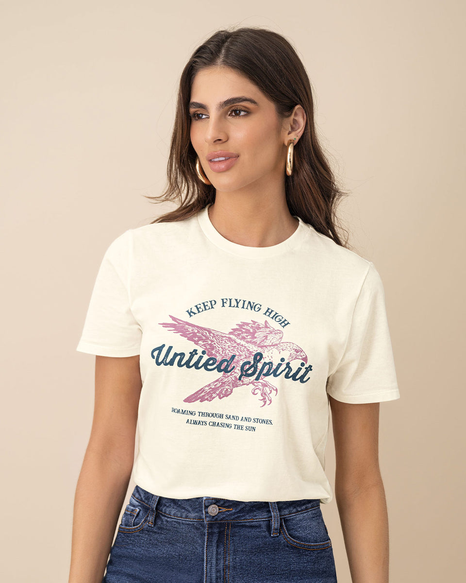 Camiseta manga corta con mensaje en el frente