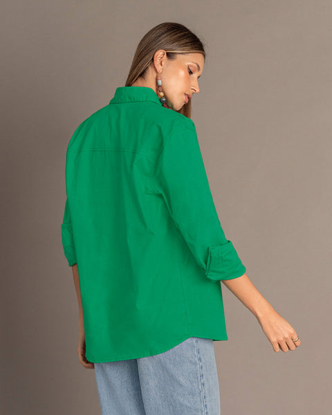 Blusa manga larga oversize con botones  funcionales#color_632-verde