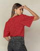Camiseta manga corta cuello en V tipo tejido#color_302-rojo