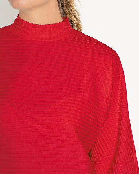 Camiseta manga larga cuello tortuga de mangas con volumen#color_302-rojo