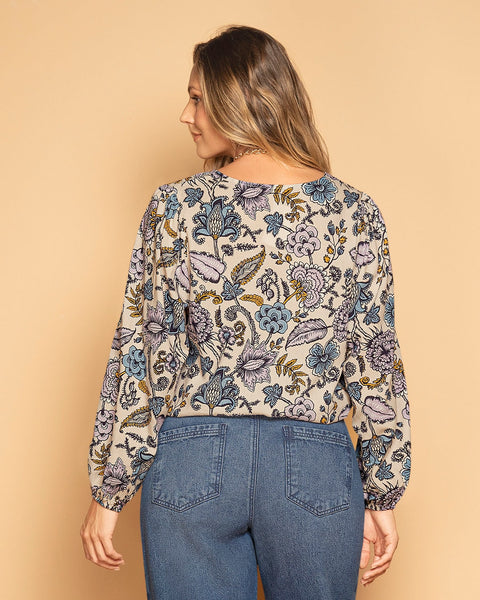 Blusa manga larga estampada para mujer#color_145-marfil-estampado