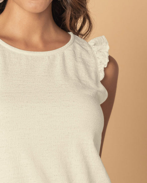 Camiseta manga sisa con detalle de vuelo  en  borde#color_000-blanco