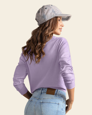 Camiseta manga larga cuello en V tejido#color_412-lavanda-pastel