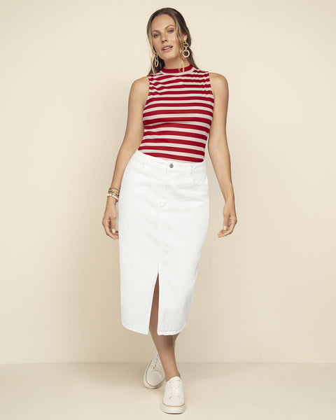 Camiseta manga sisa de cuello alto#color_c20-terracota-rayas