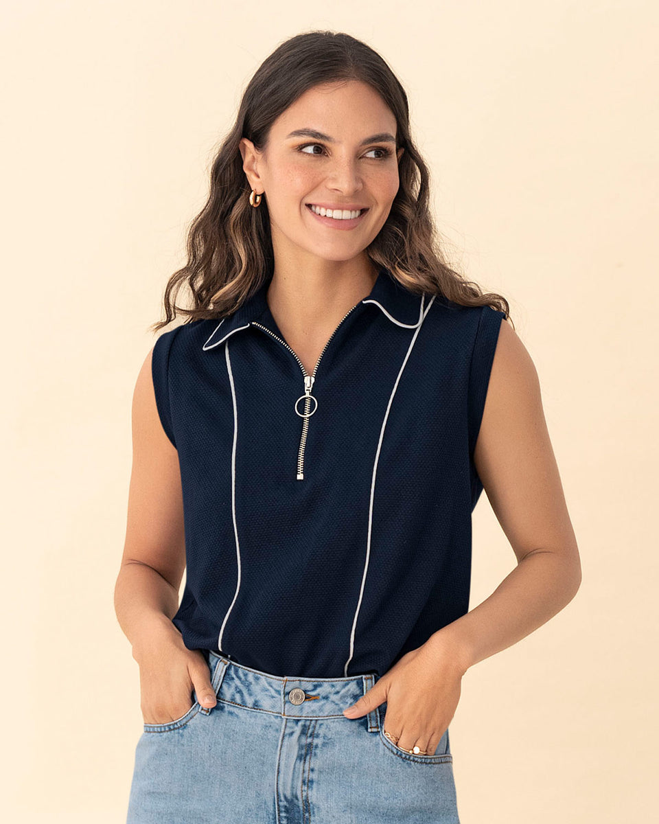 Chaleco corto con cierre en frente