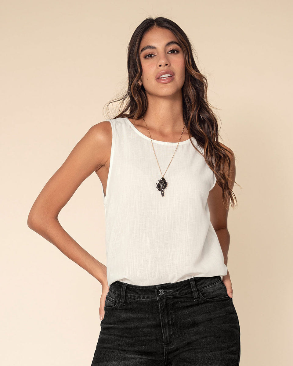 Blusa manga sisa estampada de cuello redondo alto