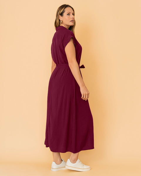 Vestido largo cuello sport#color_349-vino