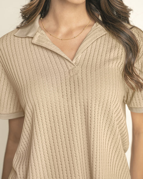 Camiseta tipo polo en tejido de punto#color_084-arena