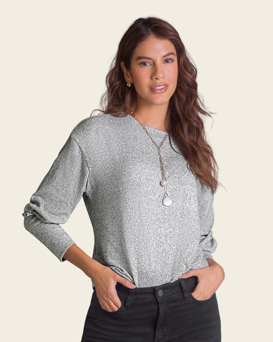 Camiseta manga larga cuello redondo con mangas con volumen