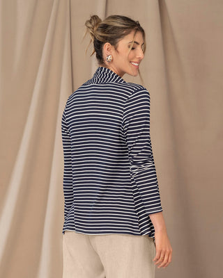 Camiseta abierta manga larga estampada de silueta semiajustada#color_086-raya-azul