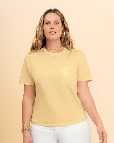 Camiseta manga corta con bolsillo en tejido#color_106-amarillo