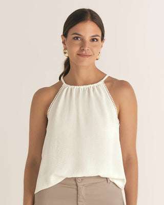 Blusa cuello halter en tela craquelada#color_018-marfil