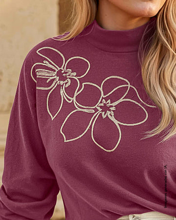 Camiseta manga 3/4 con detalles bordados#color_c32-malva