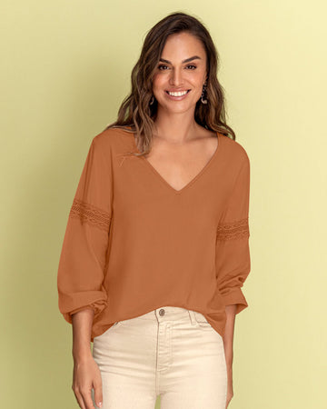 Blusa con detalle tipo encaje en mangas#color_c19-mostaza