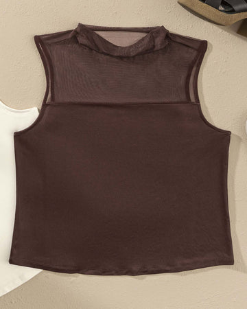 Blusa manga sisa con detalle en mesh en la parte superior#color_c24-cafe-medio