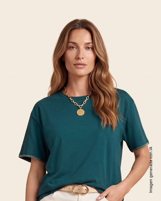 Camiseta amplia con puntadas en mangas#color_c43-jade
