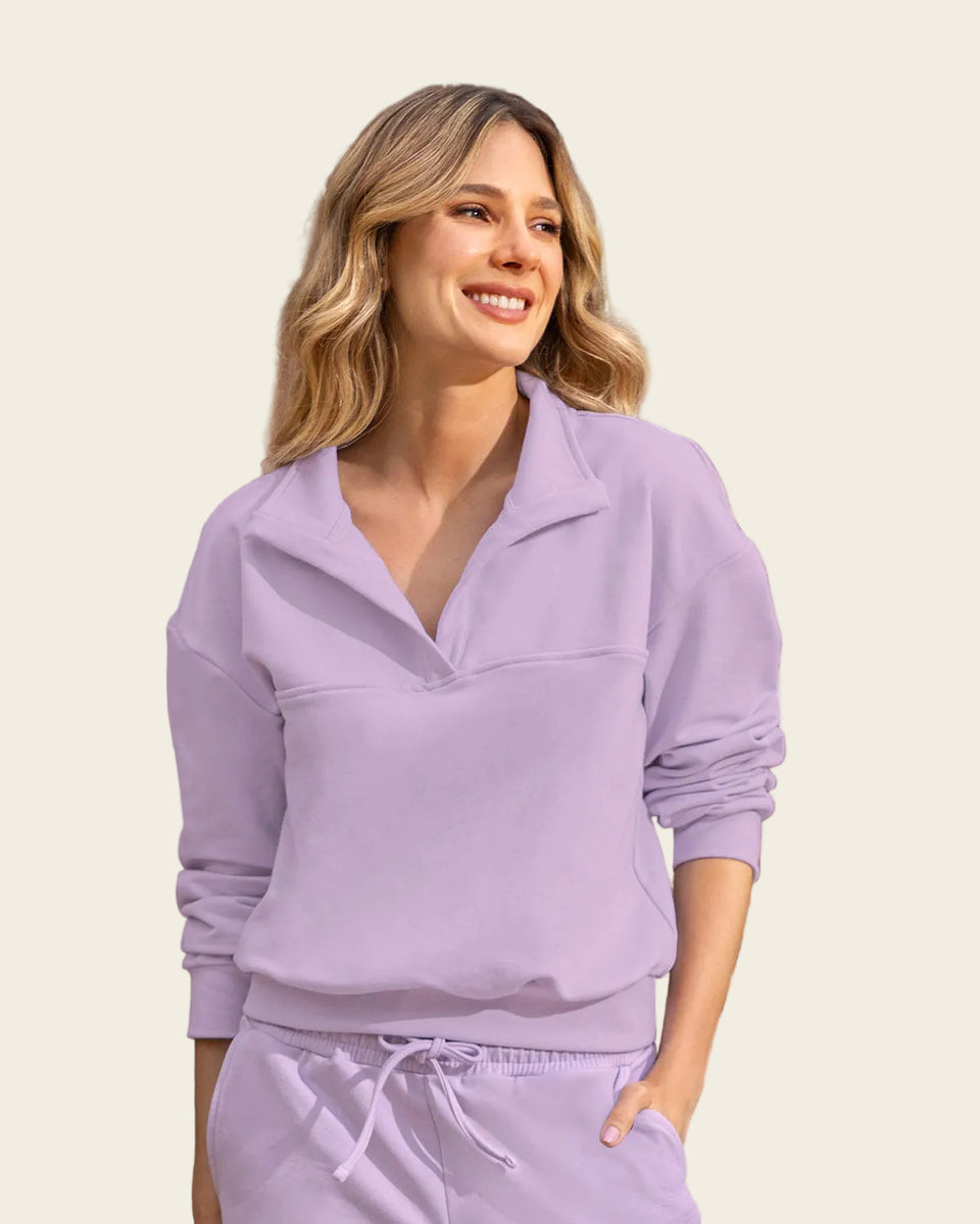 Camiseta manga larga tipo polo de silueta amplia