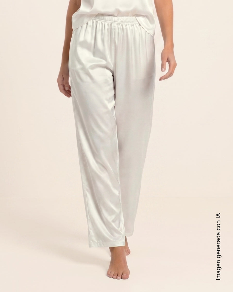 Pantalón satinado largo con cintura elástica