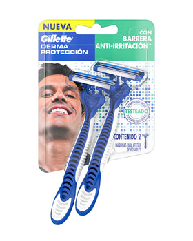 Gillette dermoprotección, afeitadora desechable x2 unidades que protege de la irritación#color_001-azul