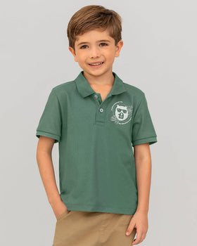 Camiseta tipo polo con botones  funcionales  para niño#color_198-verde