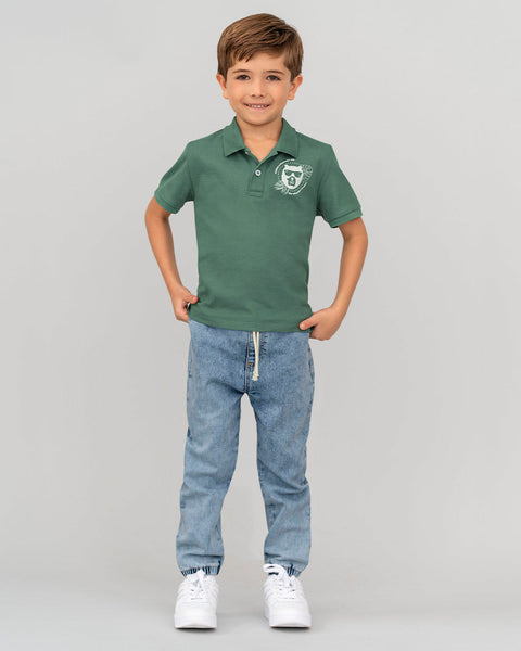 Camiseta tipo polo con botones  funcionales  para niño#color_198-verde