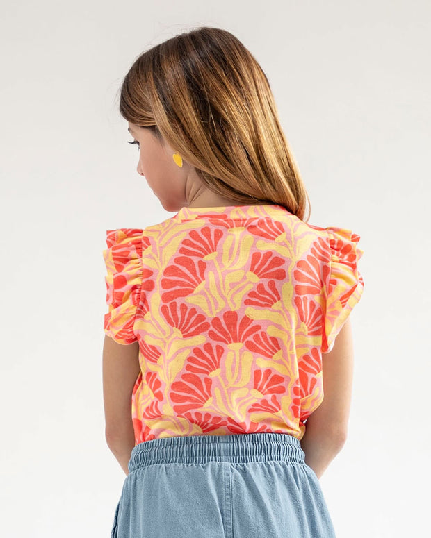 Camiseta estampada manga corta infantil#color_145-estampado-coral