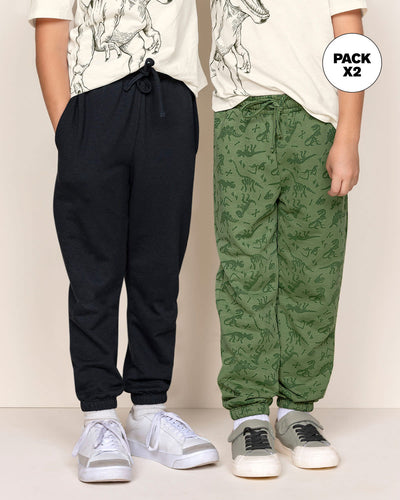 Paquete x 2 joggers para niño#color_979-verde-estampado-negro