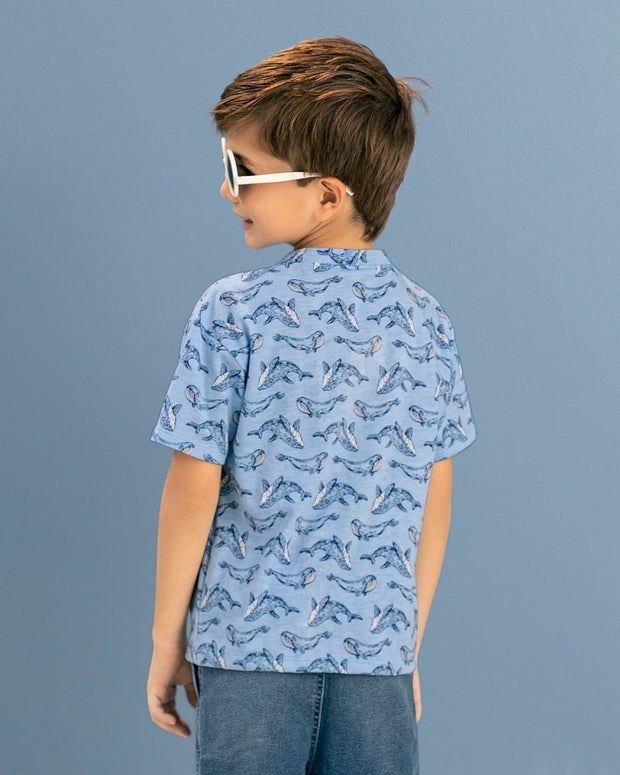 Camiseta manga corta para niño#color_a61-azul-estampado