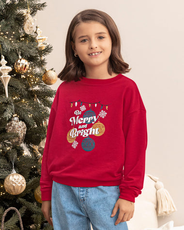 Camiseta manga larga infantil con estampado navideño#color_136-rojo