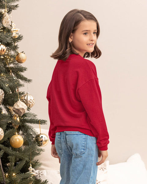 Camiseta manga larga infantil con estampado navideño#color_136-rojo