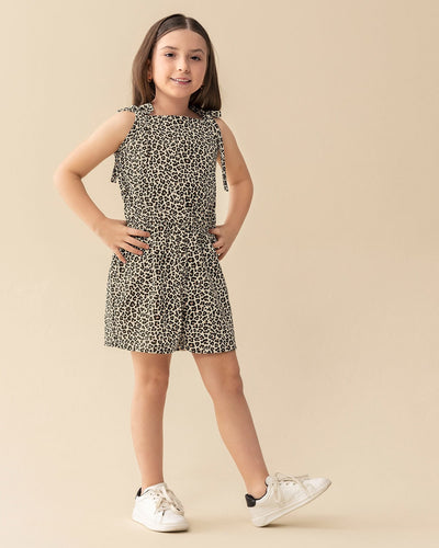 Enterizo corto estampado con elástico en cintura para niña#color_145-estampado-leopardo