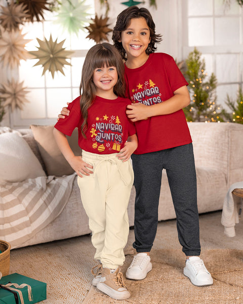 Camiseta manga corta infantil con estampado temático#color_302-rojo